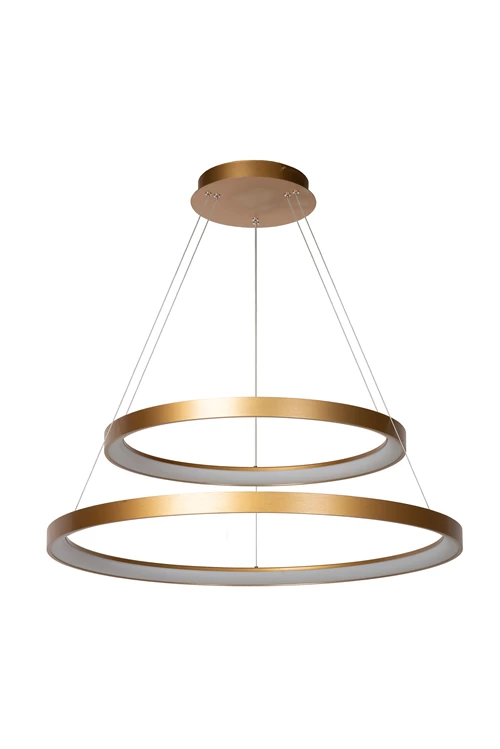 Lucide VIDAL - Hanglamp - Ø 78 cm - LED Dimb. - 1x92W 2700K - Mat Goud / Messing | Premium - uitgezet